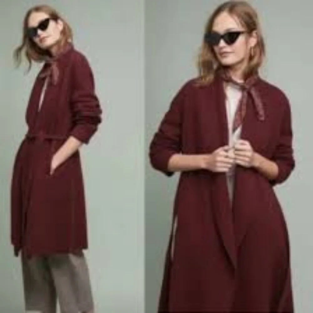 Anthropologie Robe Womens XL Red Moth Wool Blend Housecoat Bath Mayella